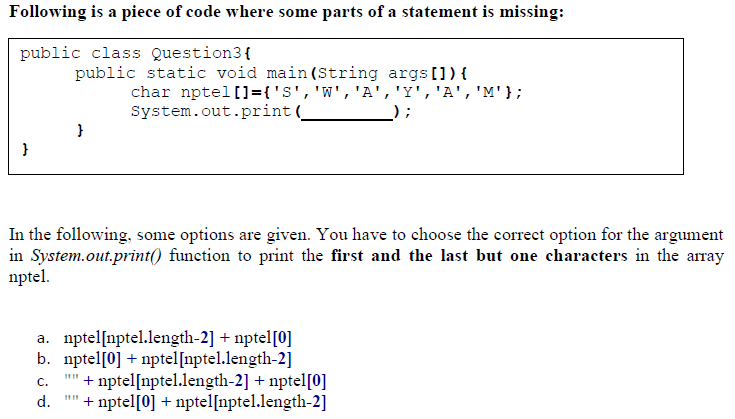 assignment question in java