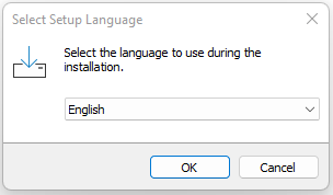 R setup language dialog with English selected